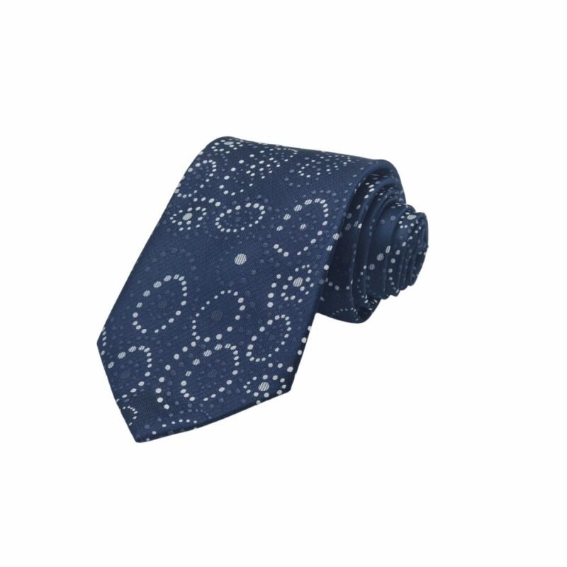 Gravata Tradicional Azul Estampada Enrolada Diagonal