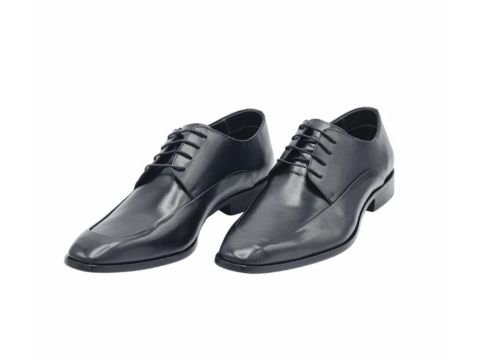 Par de sapato social preto masculino MS Stilos Bolonha com vista frontal lateral