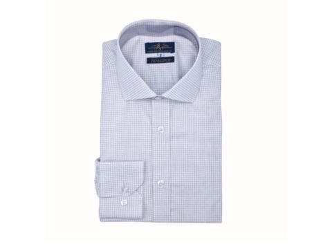 Camisa italiana fio egípcio branca com quadriculado discreto da MS Stilos