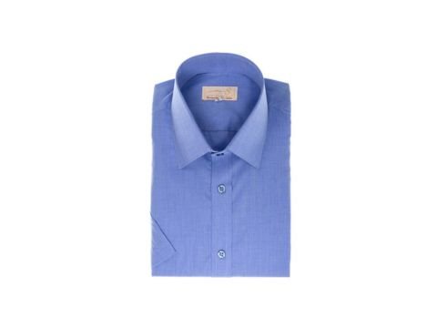 Camisa manga curta azul lisa em algodão da MS Stil