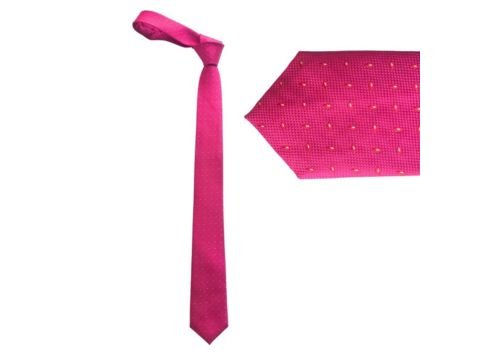 Gravata slim fit fúcsia texturizada com microdetalhes para composições sociais elegantes