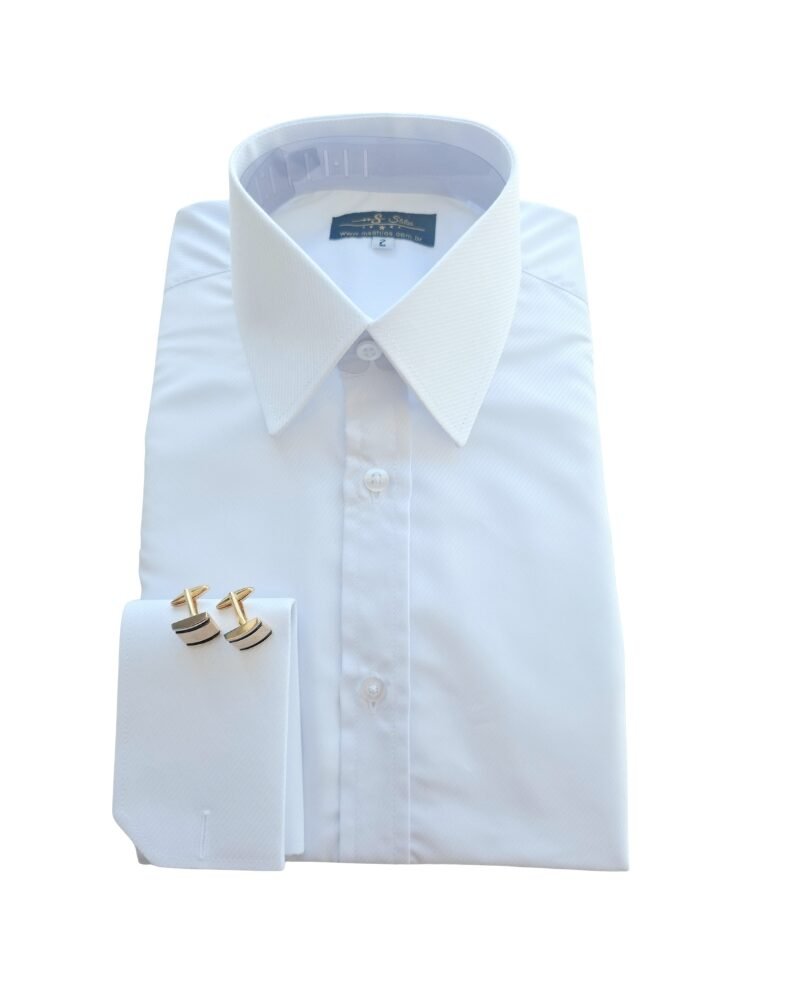 Camisa Francesa Branca Maquinetada Não Amassa – Leve e Ideal para o Dia a Dia | MS Stilos
