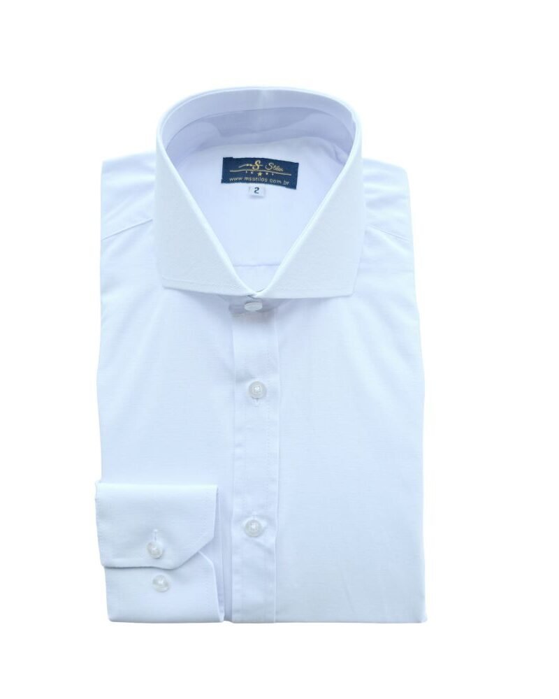 Camisa Colarinho Cutaway (Italiano Aberto) Branca Lisa  – MS Stilos