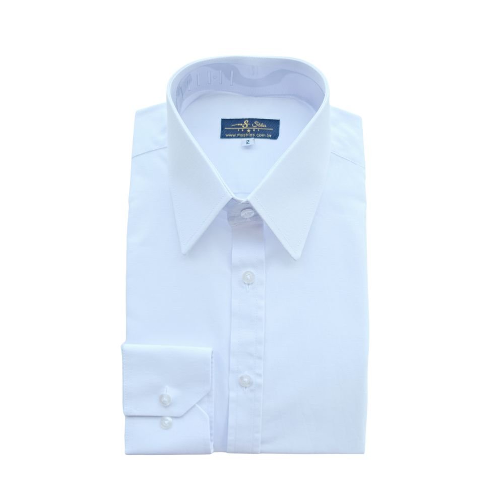 Camisa Colarinho Inglês (Mais Fechado e Pontudo) Branca Lisa – MS Stilos
