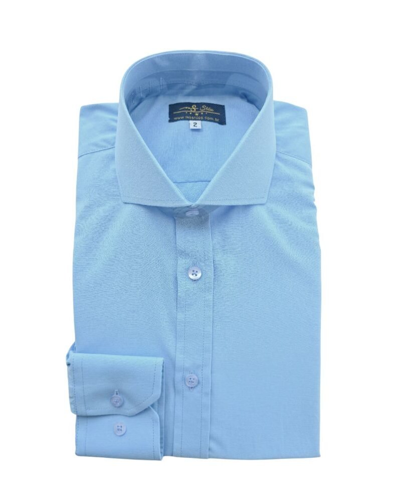 Camisa Colarinho Cutaway (Italiano Aberto) Azul Lisa  MS Stilos