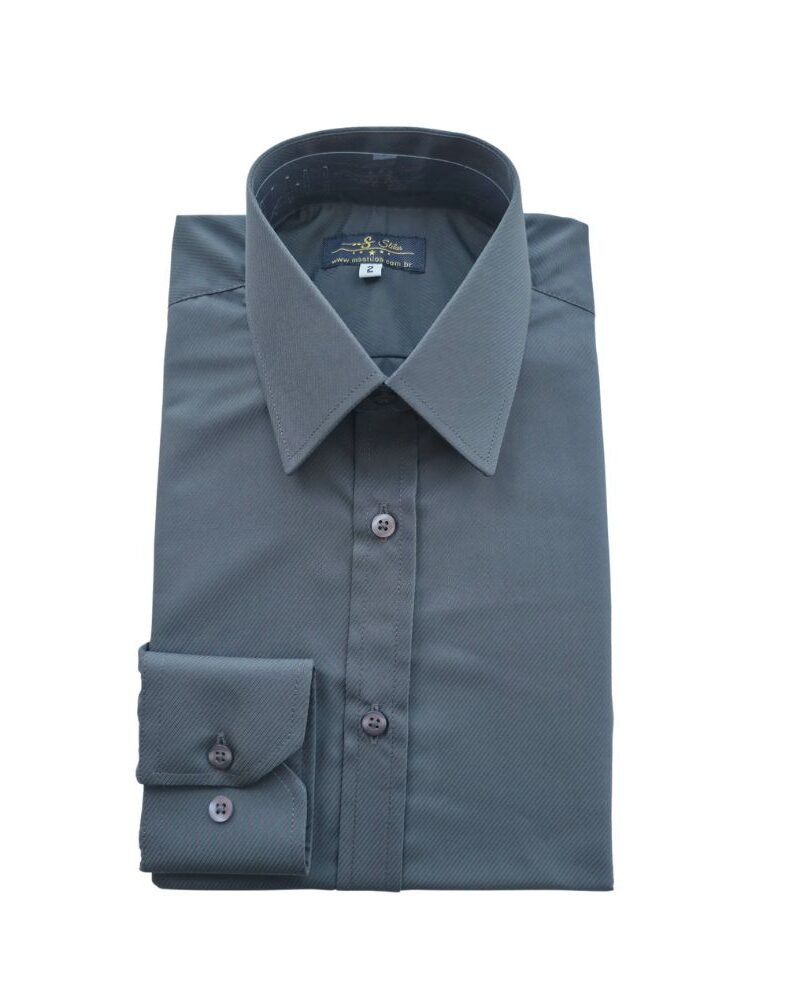 Camisa Maquinetada Cinza Chumbo Francesa Não Amassa – Leve e Ideal para o Dia a Dia - MS Stilos