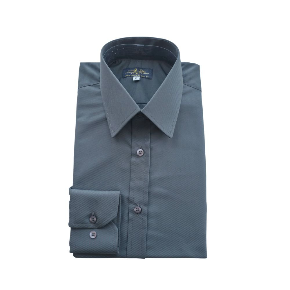 Camisa Maquinetada Cinza Chumbo Francesa Não Amassa – Leve e Ideal para o Dia a Dia – MS Stilos