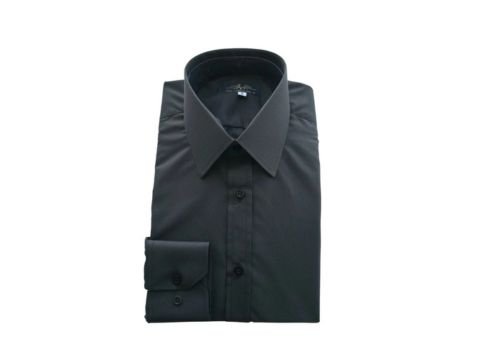 Camisa preta maquinetada francesa masculina da MS Stilos com visual elegante para o dia a dia