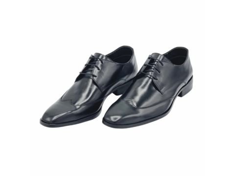 Sapato social derby masculino preto com sola de couro para composições elegantes e formais