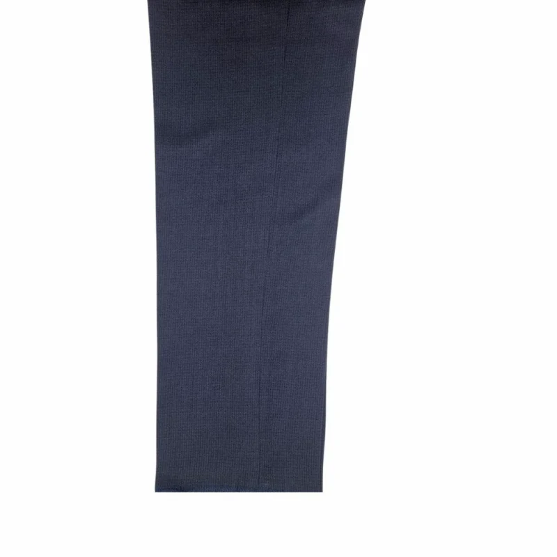Detalhe do tecido micro estampa azul da calça social