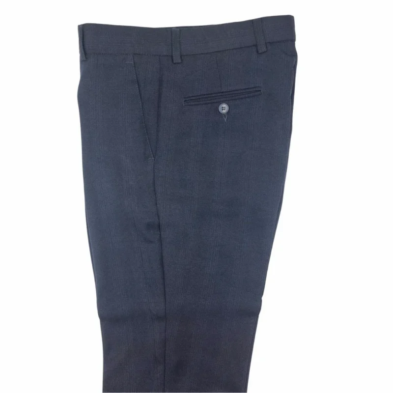 Calça social azul noite xadrez príncipe de gales dobrada, bolso traseiro com acabamento premium