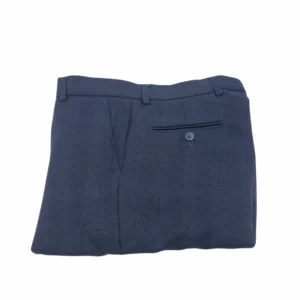 Calça social azul noite xadrez príncipe de gales dobrada, pregas frontais e bolso lateral