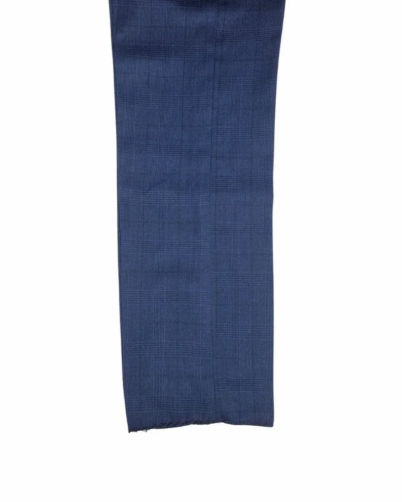 Detalhe do tecido azul royal estampa gales da calça social