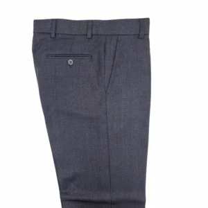 Calça social cinza chumbo micro estampa dobrada, bolso traseiro com acabamento premium