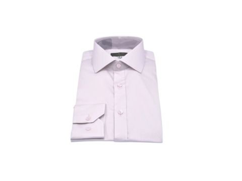 camisa social rosa claro masculina com gola italiana da MS Stilos dobrada em fundo branco