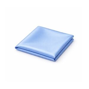 Lenço De Bolso Azul Serenity Acetinado Elegância Suave E Refinada — em close com foco no detalhe da textura e acabamento