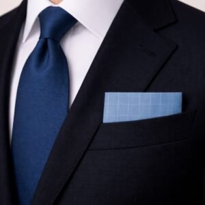 Lenço De Bolso Azul Sereno Com Padronagem Sutil Elegância Atemporal