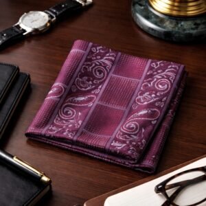 Lenço De Bolso Bordô Com Padrão Paisley Sofisticação Clássica