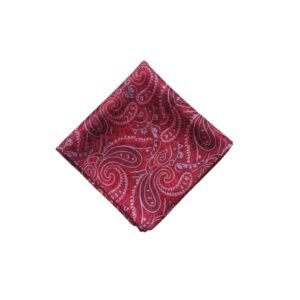 Lenço De Bolso Paisley Vermelho Elegância Clássica E Marcante — mostrando toda a padronagem