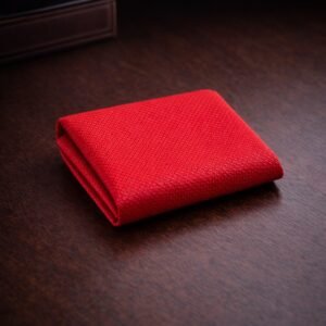 Lenço De Bolso Vermelho Texturizado Elegância Intensa E Moderna — aberto mostrando os detalhes