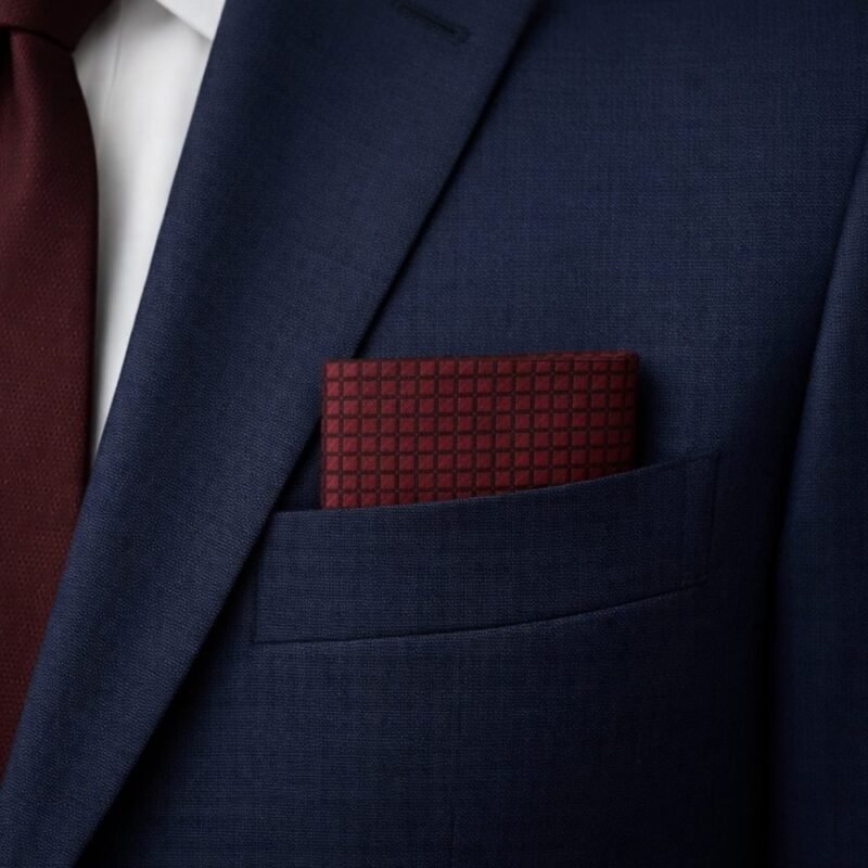 Lenço De Bolso Vermelho Geométrico Presença Marcante E Sofisticada