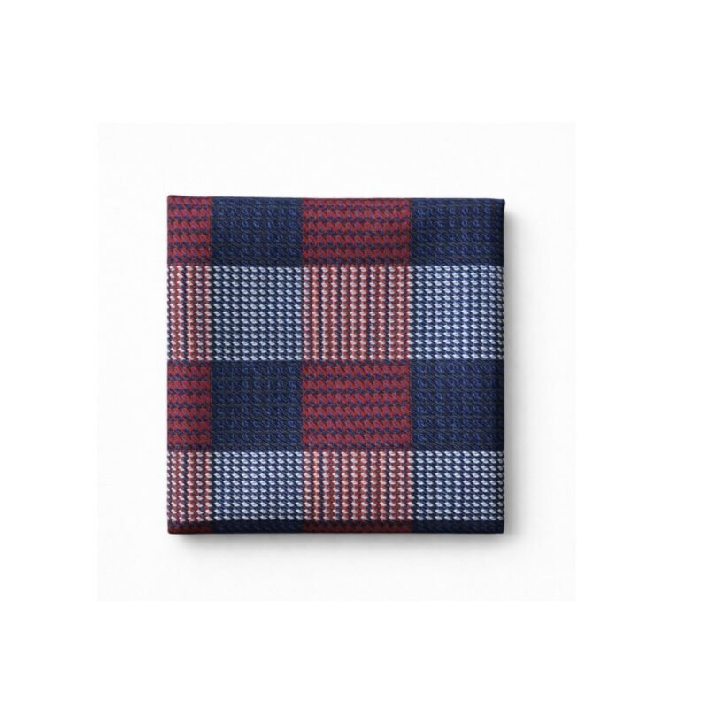 Lenço De Bolso Xadrez Azul, Vermelho E Branco Elegância Clássica Ms Stilos — mostrando os detalhes