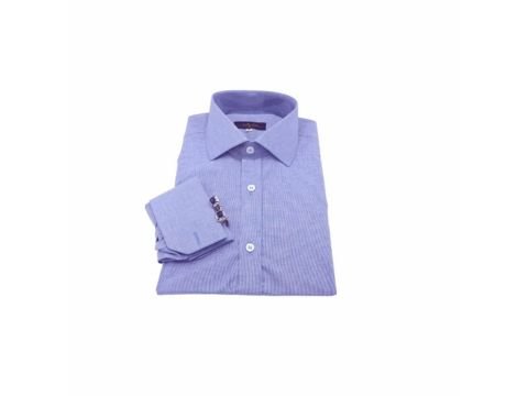Camisa italiana azul royal micro estampa masculina da MS Stilos com visual sofisticado