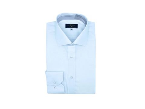 Camisa masculina branca da MS Stilos em tecido gravataria, ideal para um visual clássico, refinado e sofisticado.