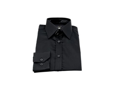 Camisa preta lisa francesa em fio egípcio com toque acetinado da MS Stilos