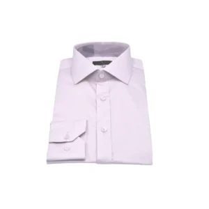 Camisa social rosa claro em fio egípcio com gola italiana, dobrada de frente
