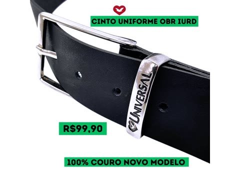 Cinto de uniforme IURD em couro legítimo com fivela prata, nos tamanhos 105, 115 e 120