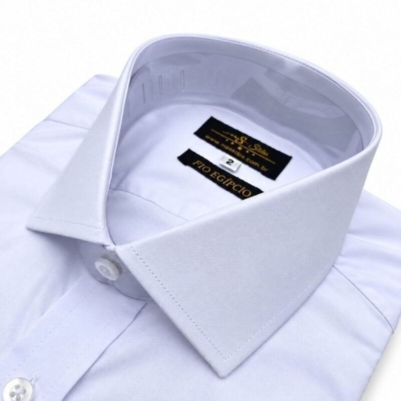 Camisa Fio Egípcio Branca Lisa Italiana Algodão com 3% de Elastano