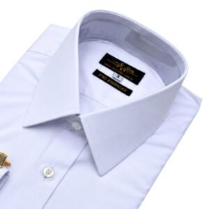 Camisa Branca Lisa Fio Egípcio Francesa Algodão 3% Elastano