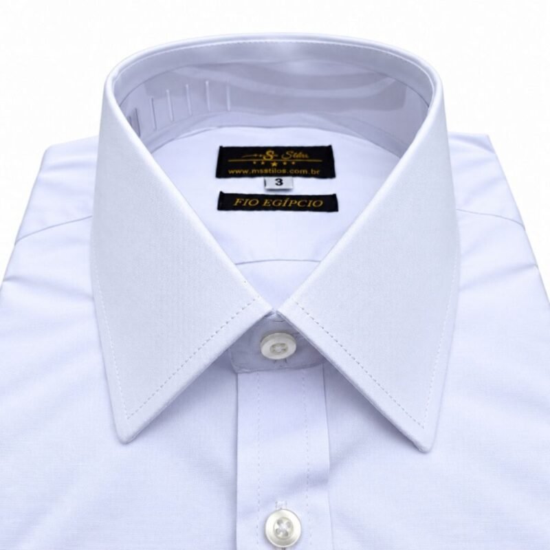Camisa Branca Lisa Fio Egípcio Francesa Algodão 3% Elastano