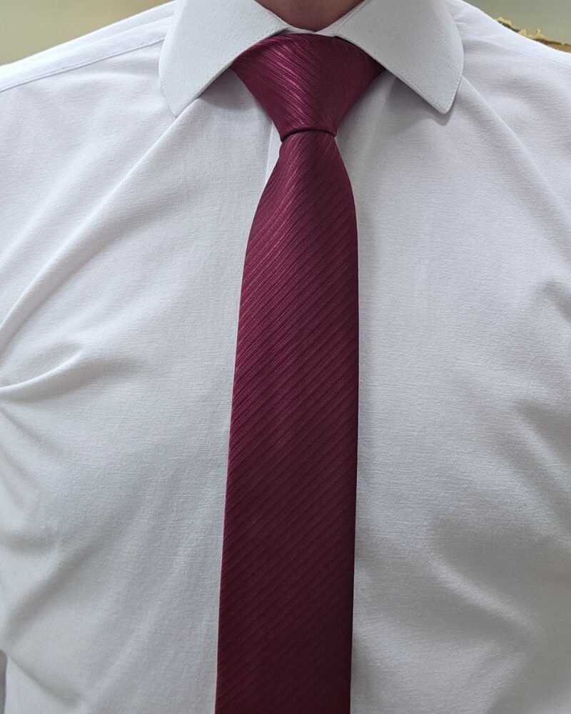 Gravata Listrada Semi-Slim Vinho - 7,5 x 148 cm