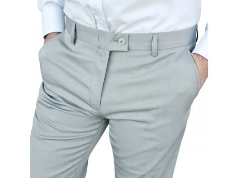 Calça social masculina cinza claro lisa