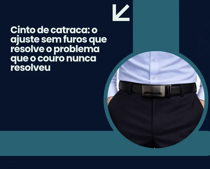 Cinto social masculino com fivela automática de catraca