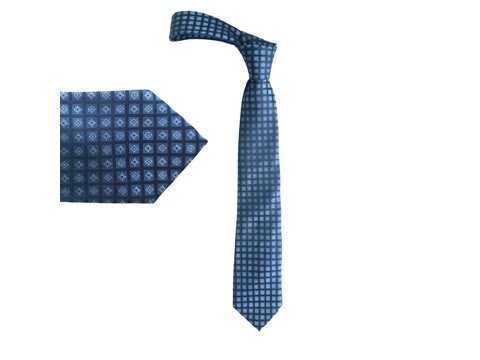 Gravata de seda azul marinho com micro estampa geométrica